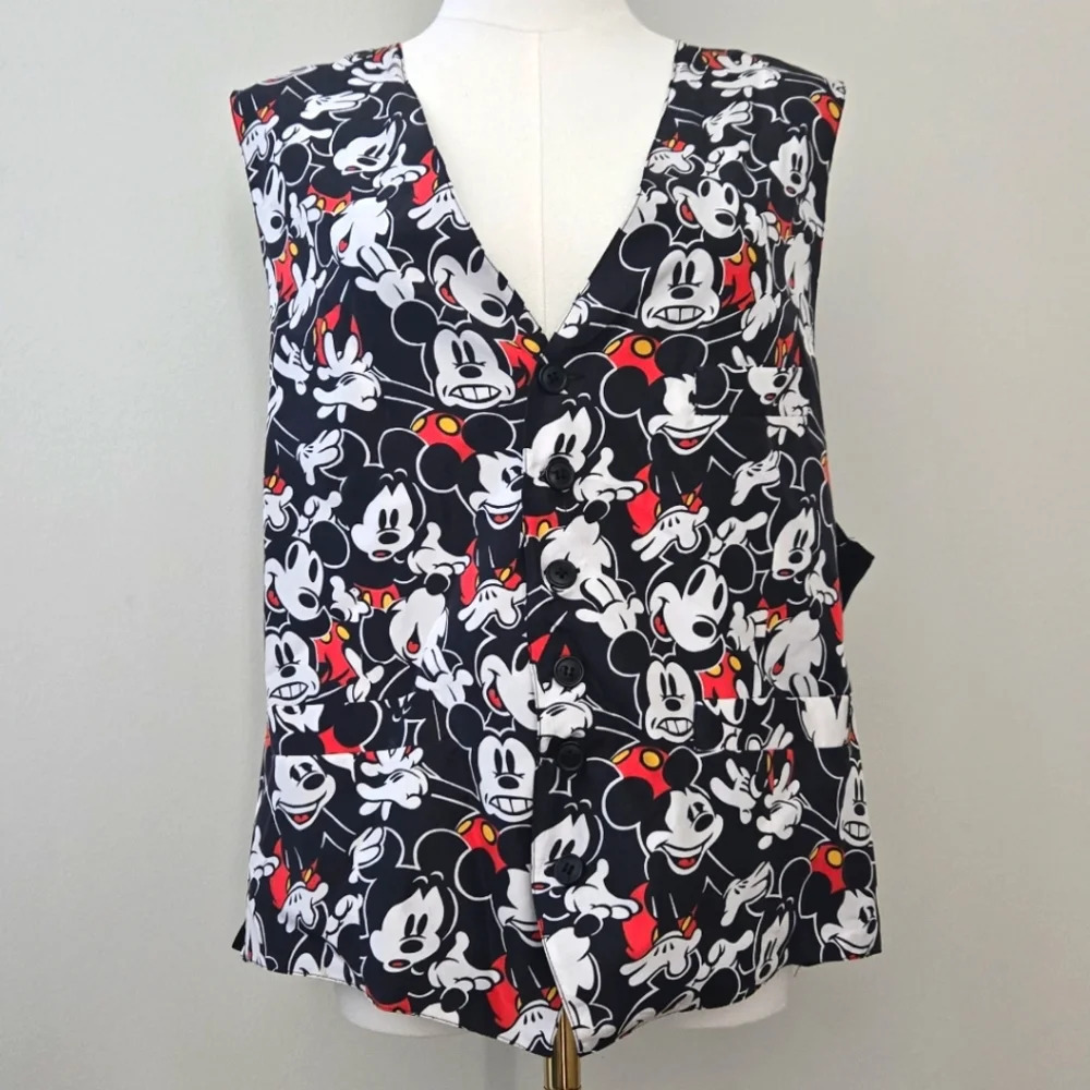 Vintage Unisex 100% Silk Mickey Mouse Vest size LARGE
